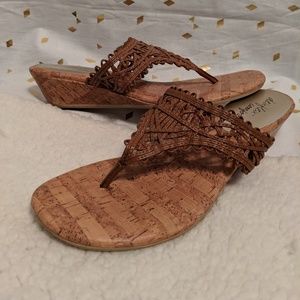 🏵️deflex Comfort Wedge Sandal🏵️Women's 9🏵️Cute!